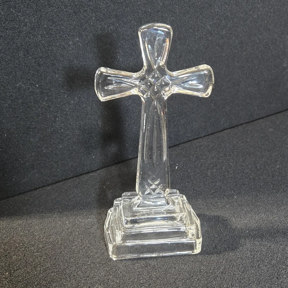 Glass Decorative Christian Cross Figurine